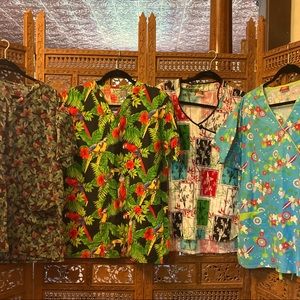 4 Size Large (L) Short Sleeve Scrub Tops - various qprints and brands